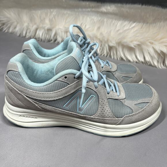 New Balance Walking Shoes Womens 9.5 Blue Gray Athletic Suede Mesh Comfortable - Picture 9 of 14